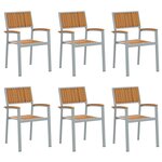 vidaXL Chaise de jardin 6 Pièces Marron 56 x 57 x 87 cm