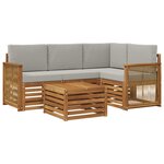 vidaXL Ensemble de canapés d'extérieur 5 pc Naturel et gris clair
