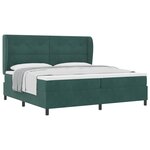 Lit Box Spring avec Matelas verte foncé 200x200 cm en Velours