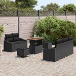 vidaXL Ensemble de canapé de jardin avec coussin 8 Pièces Noir Poly rotin