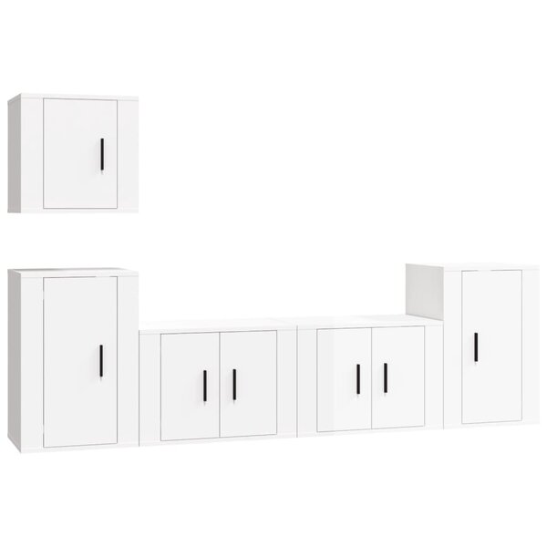 vidaXL Ensemble de meubles TV 5 Pièces Blanc brillant Bois d'ingénierie