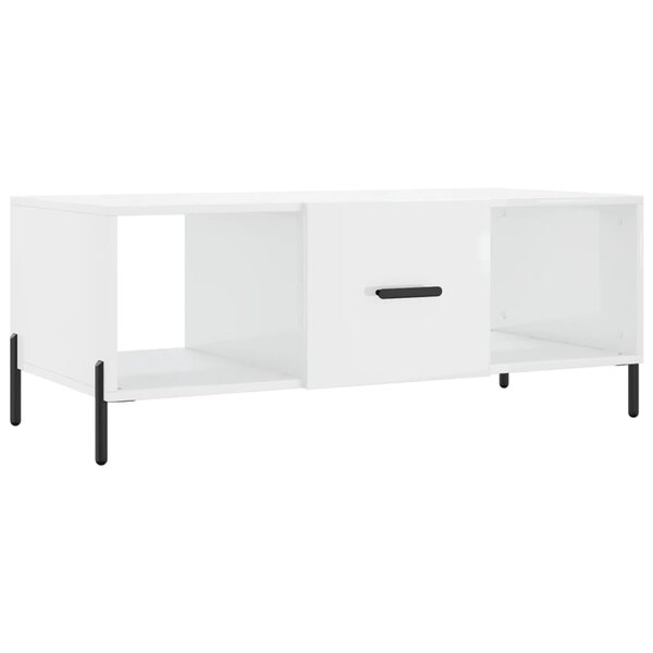 vidaXL Table basse Blanc brillant 102x50x40 cm Bois d'ingénierie