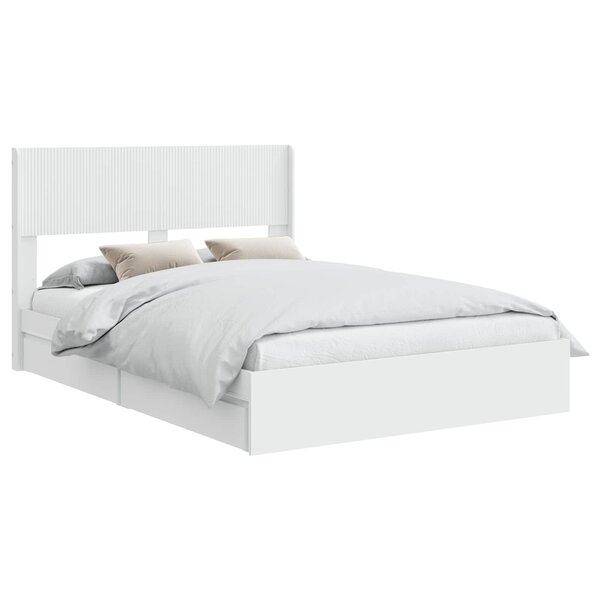 vidaXL Cadre de lit avec rangement et tête de lit Blanc 160 x 200 cm