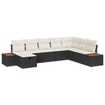 vidaXL Ensemble de canapé de jardin avec coussin 8 Pièces Noir Poly rotin