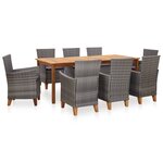 vidaXL Mobilier à dîner 9 Pièces résine tressée et bois d'acacia gris