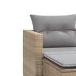 vidaXL Canapé de jardin 2 places avec tabourets beige résine tressée