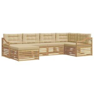 vidaXL Ensemble de canapés d'extérieur 6 pc Blanc et Beige Polyester