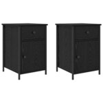 vidaXL Cabinet de chevet avec tiroir 2 Pièces Chêne noir 40 x 42 x 60 cm