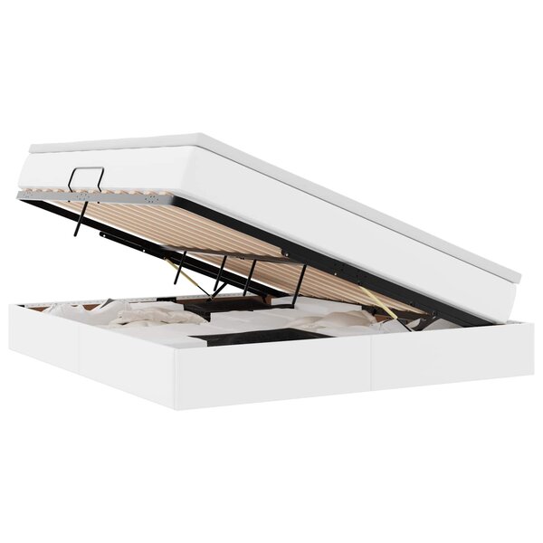 vidaXL Lit avec rangement et matelas Blanc 180 x 200 cm Simili cuir