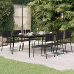 vidaXL Table à dîner de jardin Noir 200x100x74 cm Acier et verre