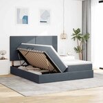 vidaXL Lit de rangement LED avec matelas Gris foncé 180 x 200 cm