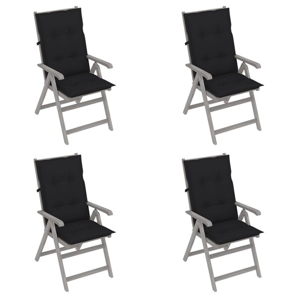 vidaXL Chaises inclinables de jardin 4 Pièces avec coussins Bois d'acacia