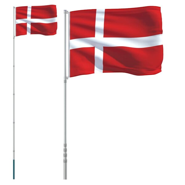 vidaXL Drapeau du Danemark et mât 5 55 m Aluminium