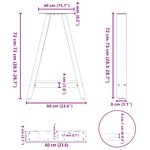 vidaXL Pieds de table à manger en forme de A 2 pièces Noir 60 x (72-73) cm Acier