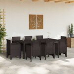 vidaXL Ensemble de salle à manger pour jardin 9 Pièces Marron Rattan Polt