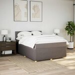 vidaXL Sommier à lattes de lit avec matelas Taupe 140x190 cm Tissu