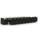 vidaXL Ensemble à manger de jardin 21Pièces coussins noir résine tressée