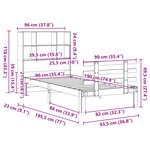 vidaXL Lit bibliothèque sans matelas blanc 90x190cm bois de pin massif