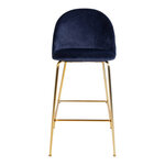 Chaise de bar en velours bleu avec pieds en laiton