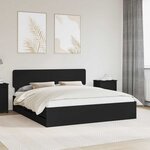vidaXL Cadre de lit avec tiroir Noir 180 x 200 cm Bois d’ingénierie