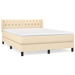 vidaXL Sommier à lattes de lit avec matelas Crème 140x200 cm Tissu