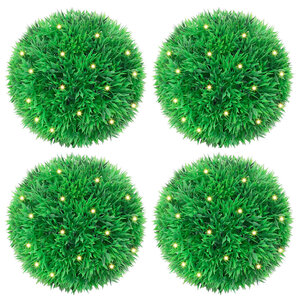 vidaXL Boules de buis artificielles avec lumières LED 4 Pièces vert 12 cm