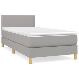 vidaXL Sommier à lattes de lit avec matelas Gris clair 90x200 cm Tissu