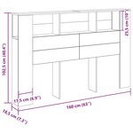 vidaXL Cabinet de Tête de Lit Chêne noir 160 x 19 x 104 5 cm