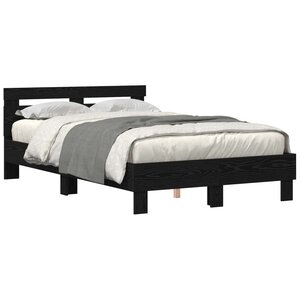 vidaXL Cadre de lit avec LED Chêne noir 120 x 190 cm Bois d'ingénierie