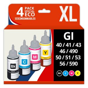 123CONSOMMABLES - GI56 - GI-56 GI-40 Encre Compatible avec Canon GI56 GI40 Bouteilles d'encre Multipack pour MAXIFY GX7050/GX6050/GX5050/GX4050/GX3050