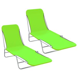 vidaXL Chaises longues pliables lot de 2 Acier et tissu Vert