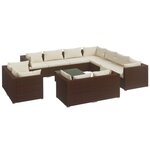 vidaXL Salon de jardin 12 Pièces avec coussins Marron Résine tressée