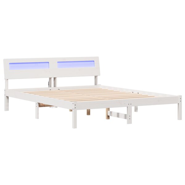 vidaXL Cadre de lit Blanc 140 x 200 cm Bois massif en pin
