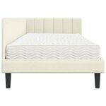 vidaXL Cadre de lit d'angle avec matelas Crème 90 x 200 cm Velours