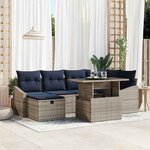 vidaXL Ensemble de canapé de jardin 7 Pièces Gris polyrotin