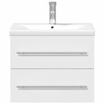 vidaXL Armoire lavabo de salle de bain avec bassin intégré blanc