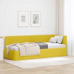 vidaXL Cadre de lit d'angle avec tête de lit Jaune 80 x 200 cm Velours