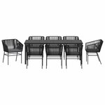 vidaXL Ensemble de salle à manger pour jardin 9 Pièces Noir Poly rotin