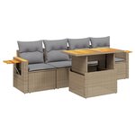 vidaXL Salon de jardin avec coussins 5 Pièces beige résine tressée