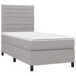 vidaXL Sommier à lattes de lit et matelas et LED Gris clair 100x200 cm