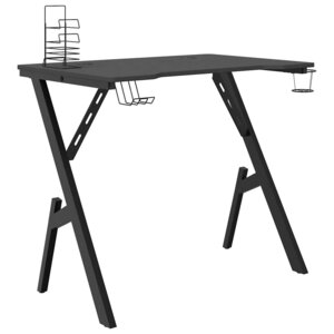 vidaXL Bureau de jeu avec pieds en forme de Y Noir 90x60x75 cm