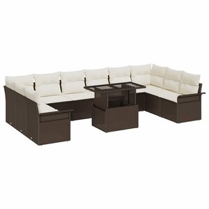 vidaXL Ensemble de canapé de jardin 11 Pièces Marron Poly Rattan