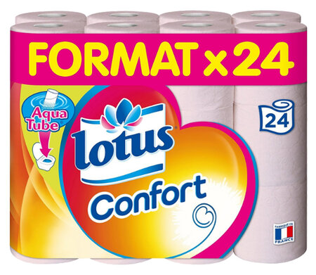Lotus Confort Papier Toilette Rose Aquatube 24 Rouleaux (lot de 4 soit 96 rouleaux)
