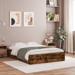 vidaXL Cadre de lit et tiroirs chêne fumé 120x190 cm bois d'ingénierie