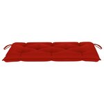 vidaXL Banc de jardin avec coussin rouge 112 cm Bois de teck massif