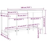 vidaXL Table de bar Blanc 180x80x110 cm Bois massif de pin
