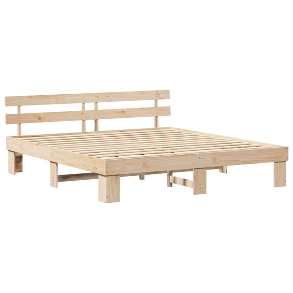 vidaXL Cadre de lit avec tête de lit 180x200 cm en bois massif de pin