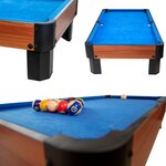 Billard de table avec accessoires - kit billard compact de bureau ou salle de jeu  102 x 51 x 22 5 cm - marron et tapis bleu