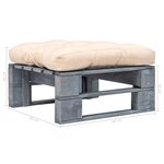 vidaXL Repose-pied palette de jardin avec coussin en sable gris bois