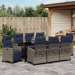 vidaXL Ensemble de salle à manger pour jardin 9 Pièces Gris polyrotin